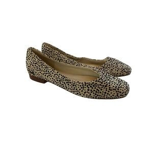 TOMS Jutti Ballet Flats Womens 7.5 Tan Black Animal Spot Print Slip On Shoes
